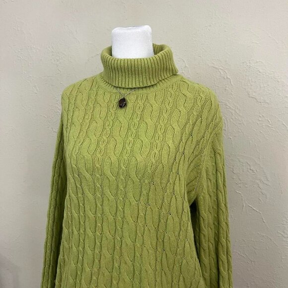 vintage 90s green plus size girly downtown it girl cable knit turtleneck - Picture 3 of 8